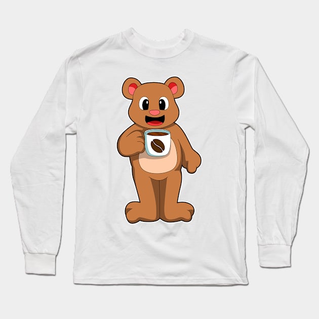 Bear with Cup of Coffee Long Sleeve T-Shirt by Markus Schnabel